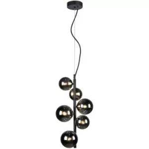 Image of Schullerlighting - Schuller Astros 6 Light Globe Pendant Ceiling Light Matt Black, Mirror Grey, G9