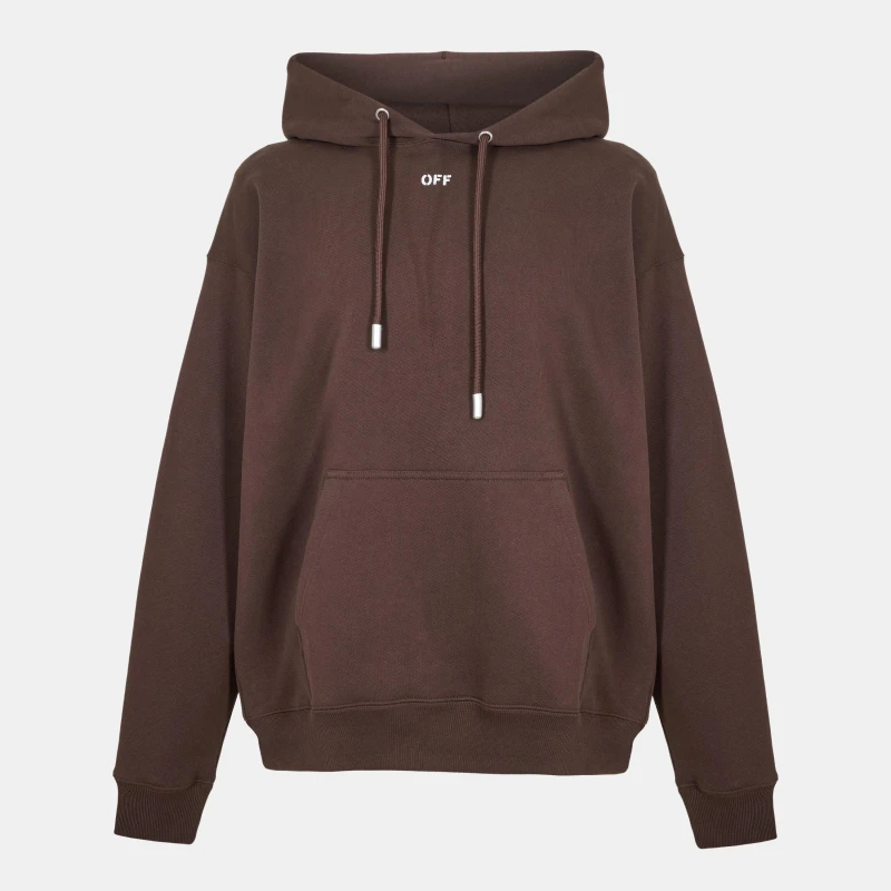 Image of Off White Mens Skate Pull Over Hoodie Chocolate-White male XS
