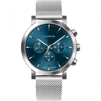 Image of LLARSEN Blue and Silver 'Nor' Chronograph Watch - 149sds3-ms20