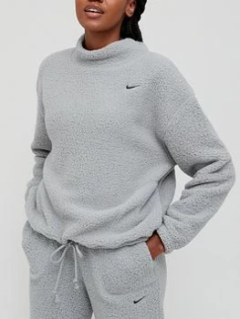 Image of Nike Training Cozy Fleece Sweat Top - Grey, Size S, Women
