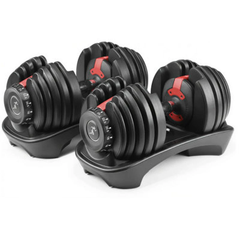 Image of Strongology Urban24 Pair Home Fitness Black Red Adjustable Smart Dumbbells from 2.5kg up to 24kg Training Weights, Multi URBAN24-PAIR