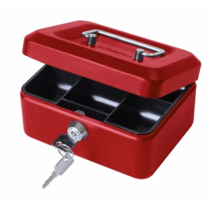 Image of Value 20cm 8" key lock Metal Cash Box Red