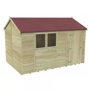 Image of 12' x 8' Forest Premium Tongue & Groove Pressure Treated Reverse Apex Shed (3.65m x 2.52m) - Natural Timber