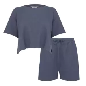 Image of Firetrap Waffle Boxy T-Shirt and Shorts Set - Blue