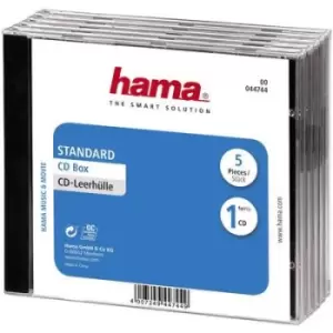 Image of Hama CD box 1 CD/DVD/Bluray Polystyrene Transparent, Black 5 pc(s) (W x H x D) 140 x 125 x 10.4mm 00044744