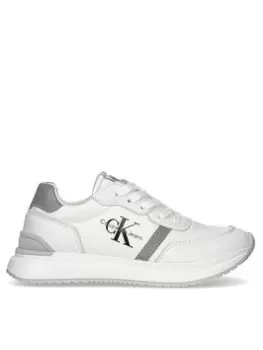 Image of Calvin Klein Jeans Kids Low Cut Lace-up Sneaker - White/grey, White/Grey, Size 2 Older