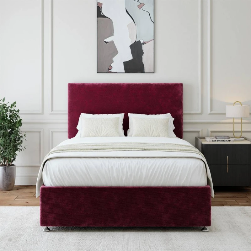 Image of Bedmaster Bedmaster Chenille Divan Base And Plain Headboard in Aubergine Size: Small Single Aubergine Small Single Unisex 9507624158670