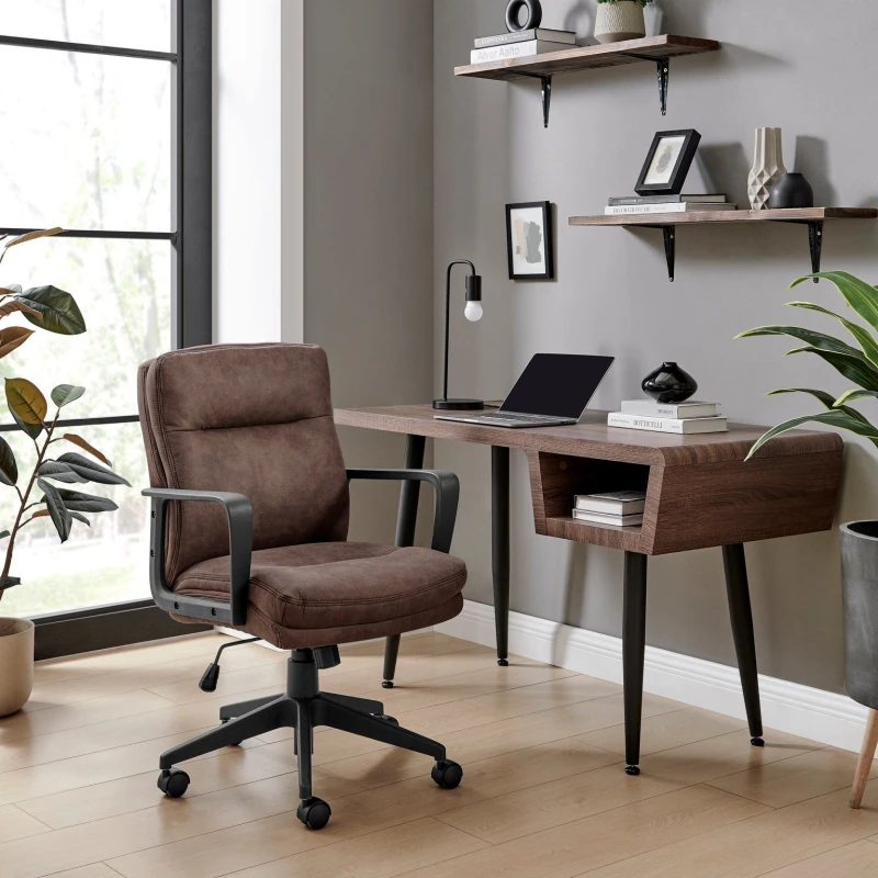 Image of FurnitureboxUK FurnitureboxUK Rosco Faux Leather Office Chair in Brown Brown One Size Unisex 5056657198633