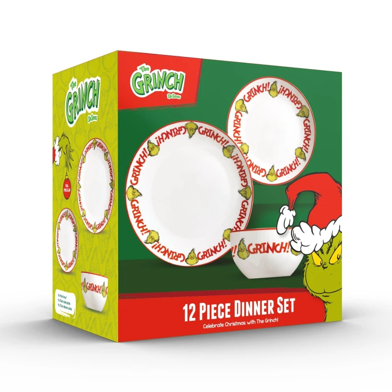 Image of The Grinch 12Pcs Grinch Grinch Grinch Dinner Set White unisex 12 pc