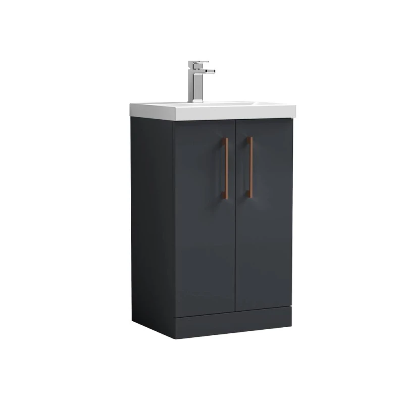 Image of Balterley Modern Bathroom 2 Soft Close Door Vanity Unit Basin, Dark Grey, 500mm in Grey Grey Unisex