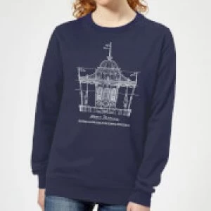 Image of Mary Poppins Carousel Sketch Womens Christmas Sweatshirt - Navy - M
