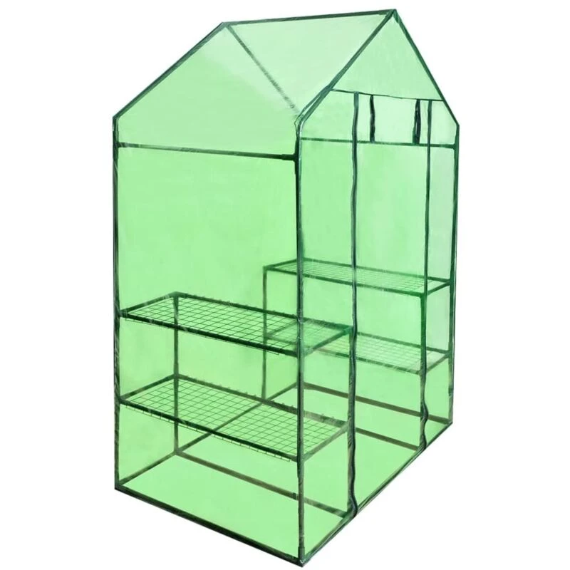 Image of Walk-in Greenhouse with 4 Shelves Reinforced Portable Outdoor Lawn Garden