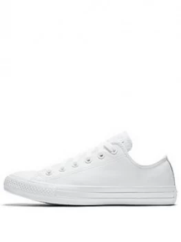 Image of Converse Chuck Taylor All Star Leather Ox - White/White, Size 8.5, Men