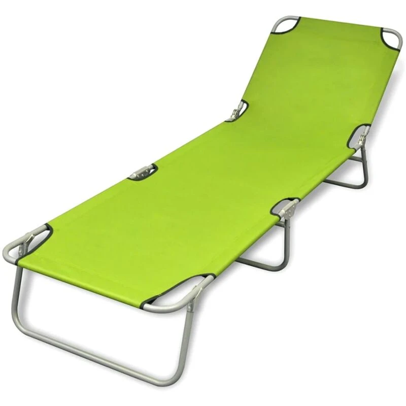 Image of Foldable Sun Lounger with Adjustable Backrest Apple Green