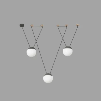 Image of Faro Mine 28376-3L - 3 Light Ceiling Pendant Wood, Dark Grey, E27