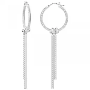 Image of Ladies Swarovski Silver Plated Lifelong Long Hoop Earrings