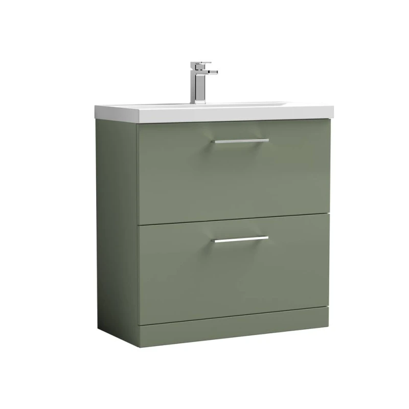 Image of Balterley Bathroom 2 Soft-Close Drawer Floor Vanity Unit Basin, Green, 800mm in Green Green Unisex
