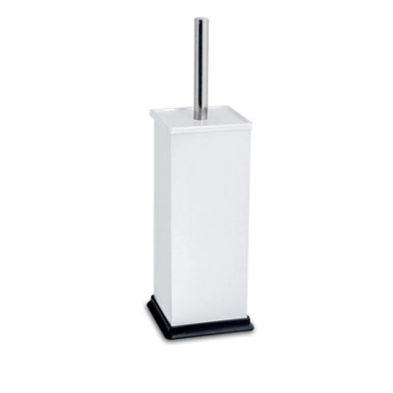 Image of Harbour Housewares Toilet Brush & Holder - White - Square Stainless Steel Non Slip Rust Resistant Toilet Cleaning Brush Set