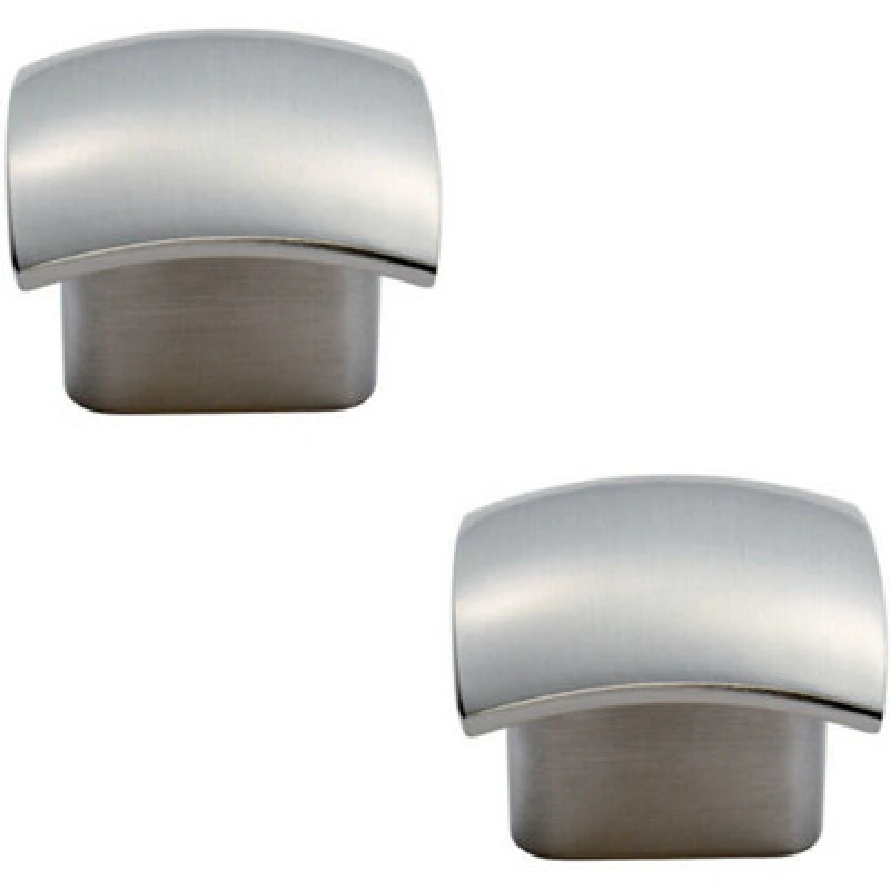 Image of Loops 2x Convex Face Cupboard Door Knob 33 x 30.5mm Satin Nickel Cabinet Handle Metallics unisex