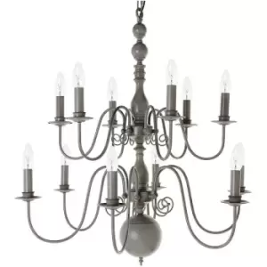 Image of Impex Bologna Flemish Light Grey 12 Arm Chandelier