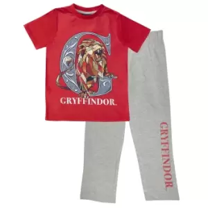 Image of Harry Potter Girls Gryffindor Pyjama Set (6-7 Years) (Red/Heather Grey)