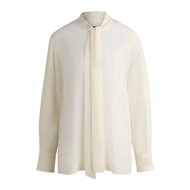 Image of Boss Womens Bryon Thursday Long Sleeve Blouse Open White female 6 (XS)