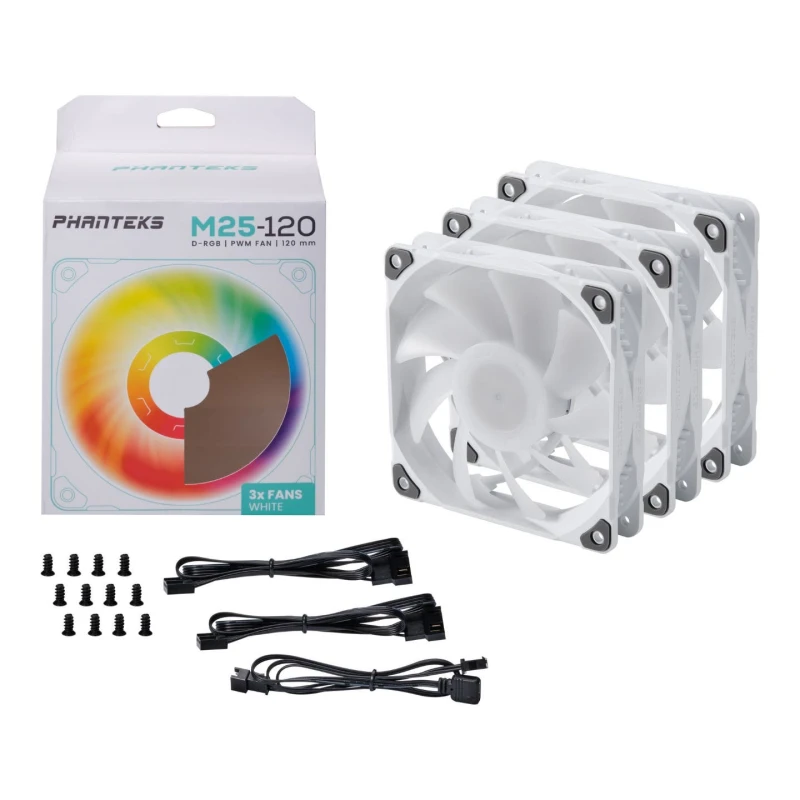 Image of Phanteks M25 120mm D-RGB PWM Chassis Fan Triple Pack - White