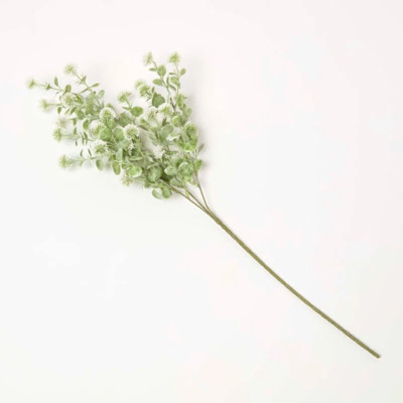 Image of Homescapes Artificial Green Handcrafted Branch With Small White Flowers, 66 Cm