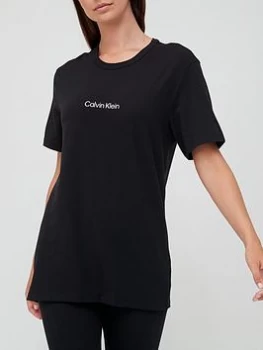 Image of Calvin Klein Branded Crew Neck Lounge T-Shirt - Black Size XS Women