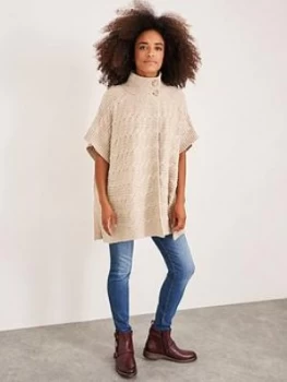 Image of White Stuff Maple Cable Poncho - Natural