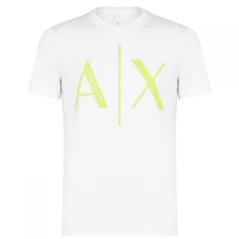 Image of Armani Exchange Neon Rubber Logo T-Shirt White Size M Men