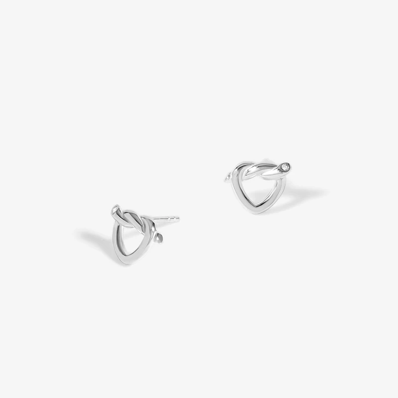Image of Simply Silver Sterling Silver 925 Knotted Heart Stud Earrings Hoop Earrings One Size Silver 70546911000