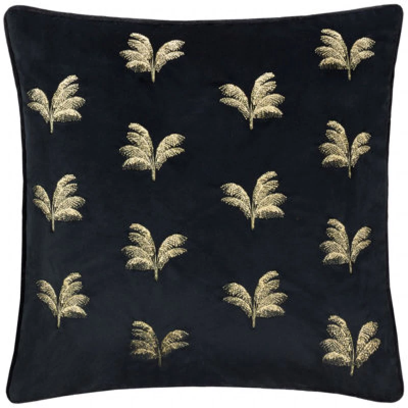 Image of Paoletti Paoletti Guilded Palms Embroidered Cushion in Black Size: 45cm x 45cm Black 45cm x 45cm Unisex 5025532847379