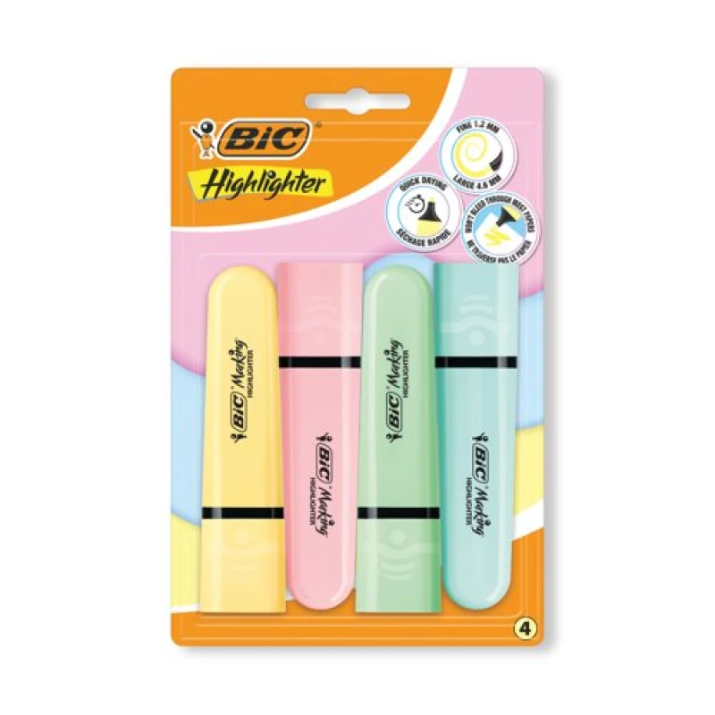 Image of Bic Bic Tank Highlighters Pastel Assorted (Pack of 4) 517953 517953