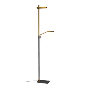 Image of Phuket Floor Lamp 2 Light 21W Down 7W Up LED 3000K, 3000lm, Touch Dimmer, Copper/Anthracite ITEM IS COLLECTION ONLY