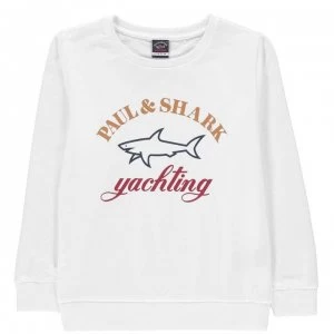 Image of Paul And Shark Crew Heritage Logo Sweater - White 010