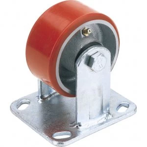 Image of Draper Fixed Plate Fixing Heavy Duty Polyurethane Wheeled Casorr 100mm