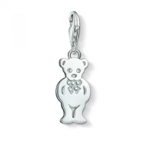 Image of Ladies Thomas Sabo Sterling Silver Charm Club Anniversary Teddy Bear Diamond Charm Pendant