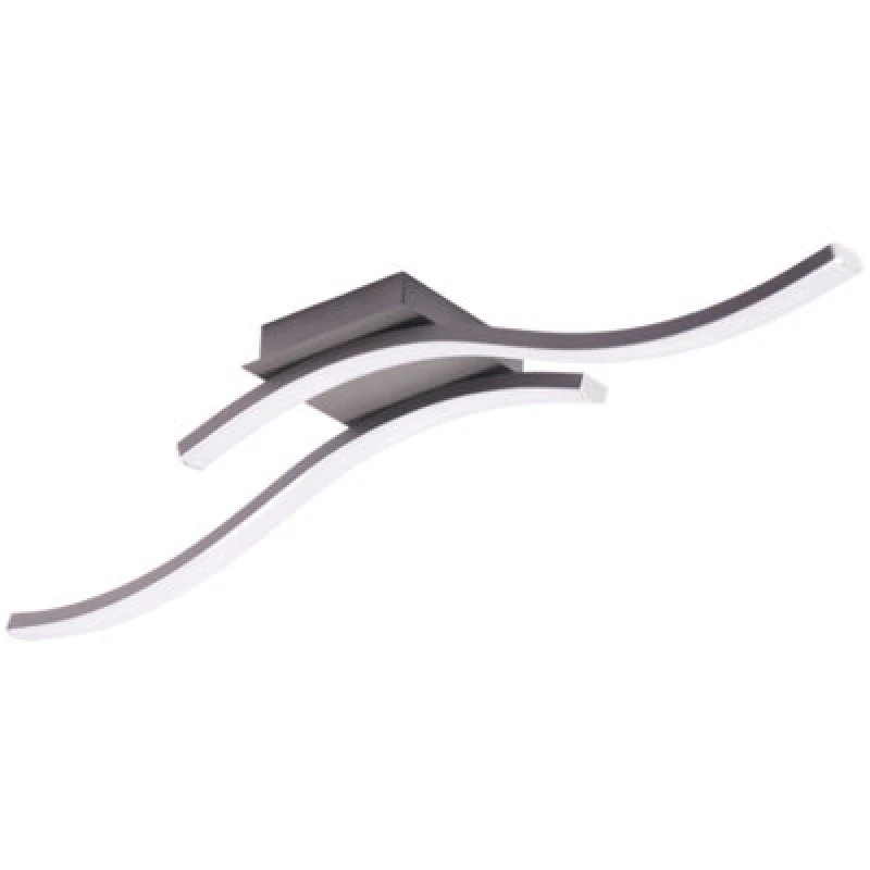 Image of Happy Homewares Modern Double Wavy Strip Flush LED Powered Ceiling Light Fitting In Grey Sand