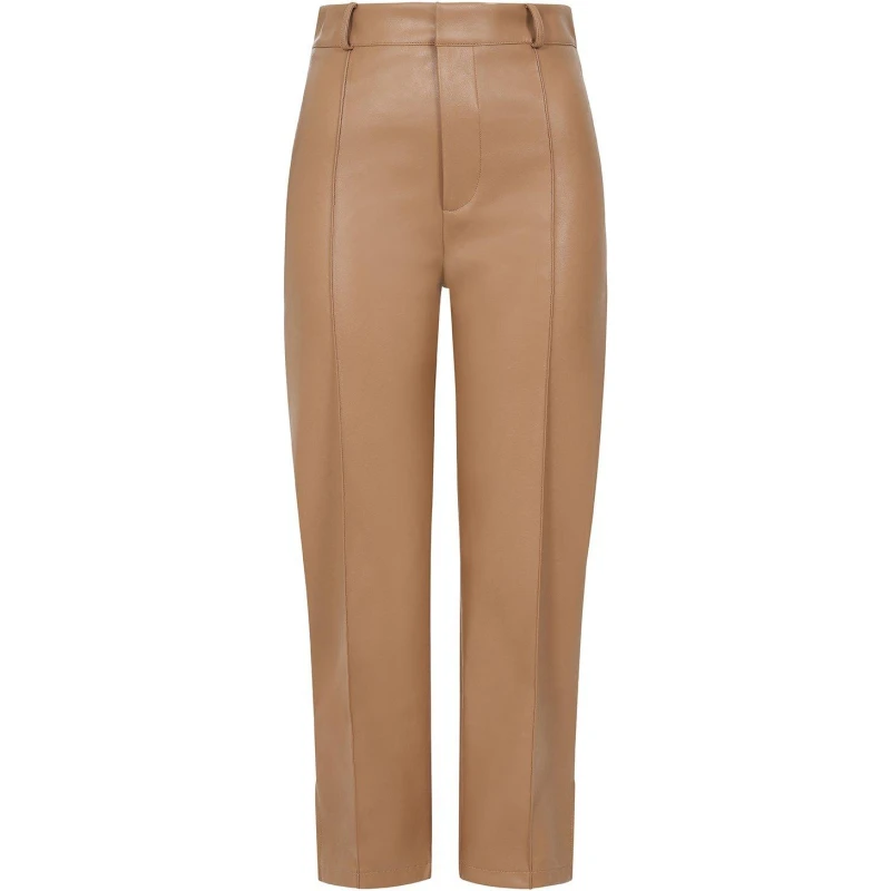 Image of Little Mistress Womens Leather/PU Leather Trousers Camel female 8 (XS)