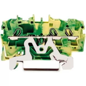 Image of WAGO 2002-1407 4 Conductor Ex e II Ground Terminal Block Green-yellow