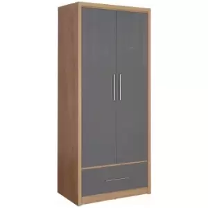 Image of Seville Double, 1 Drawer Wardrobe Grey
