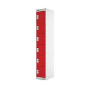 Image of Six Compartment Locker D300mm Red Door MC00035