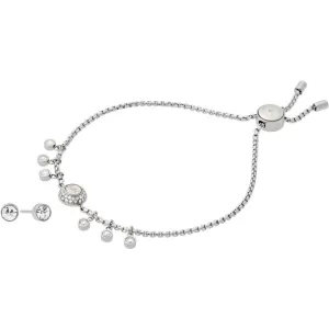 Image of Ladies Michael Kors Silver Plated Bracelet & Earring Gift Set MKJ6896040