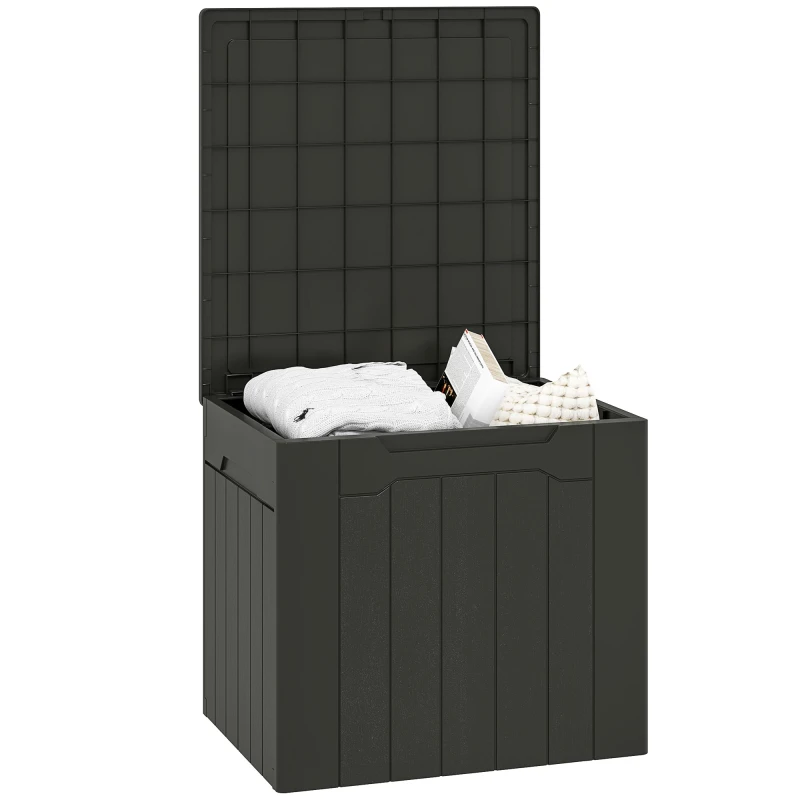 Image of HOMCOM HOMCOM Plastic Storage Chest with Lock Hole, 107 L Storage Box with Lid in Dark Grey Dark Grey One Size Unisex 5063603373266