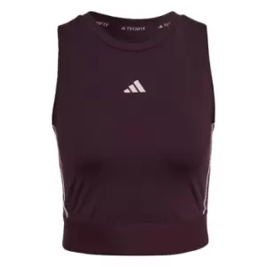Image of adidas Techfit Training Crop Top With Branded Tape Womens - Shadow Maroon / Ecru Tint