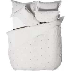 Image of The Linen Yard Strand Duvet Cover Set (Single) (White/Grey)