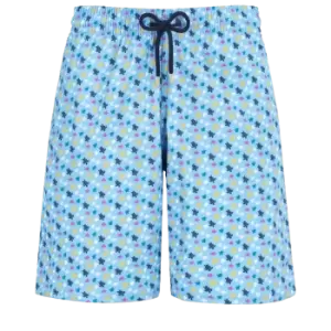 Image of Men Long Swim Shorts Micro Ronde Des Tortues Rainbow - Okorise - Blue - Size L - Vilebrequin