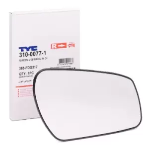 Image of TYC Wing Mirror Glass 310-0077-1 Side Mirror Glass,Mirror Glass FORD,Fiesta Mk5 Schragheck (JH1, JD1, JH3, JD3),Focus II Schragheck (DA_, HCP, DP)