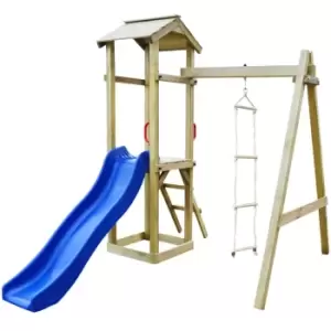 Image of Vidaxl Playhouse Set With Slide Ladders 237X168X218cm - Wood Brown